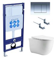 Aquatek SET Классик cm-010 4 в 1 Комплект: рама Standard INS-0000012 + крепеж KKI-0000002 + кнопка KDI-0000010 + унитаз AQ1112-00 с крышкой-сиденьем Soft-close, белый