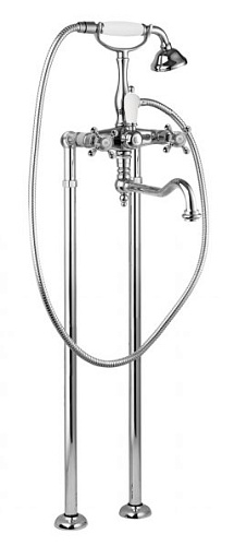 Cezares GOLF-VDP2-01-M Смеситель для ванны, с ручным душем, напольный, хром/ручки металл