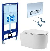 Aquatek SET Мия 4 в 1 Комплект: рама Standard INS-0000012 + крепеж KKI-0000002 + клавиша KDI-0000022 + унитаз AQ2004-00 с тонким сиденьем Soft-close, белый