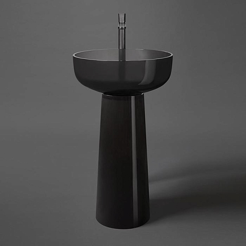 Antonio Lupi ALBUME10 Fume/cr Albume Раковина накладная, круглая 48см, без отв. под смес, без перелива, с д/клапаном (хром), мат-л Cristalmood, цвет Fume