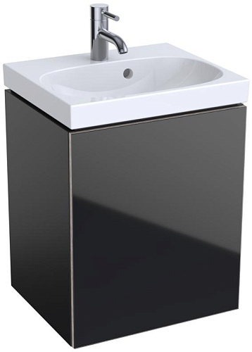 Geberit Acanto 500.608.16.1 Шкафчик под раковину 446 x 534 x 376 мм, фронтальная часть: черное стекло корпус: черный матовый — лакированный купить  в интернет-магазине Сквирел