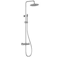 Aquame AQM8006CR Душевая система с термостатом, D250, 1 режим, латунная лейка, верхний душ - сталь, хром