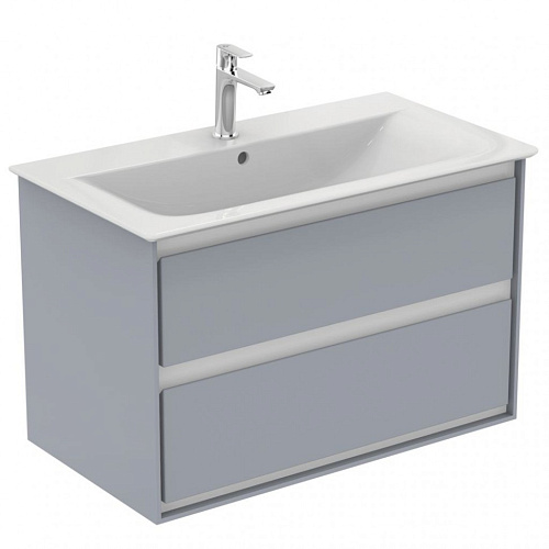 Ideal Standard E0819EQ Connect Air Тумба для раковины 80х44 см, подвесная, Glossy Light Grey + Matt White (светло-серый глянцевый + белый матовый)