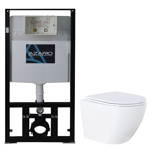 Azario AZ-8010-1000+AZ-0046N Комплект инсталляции с унитазом Grado со крытым сливом с сиденьем микролифт