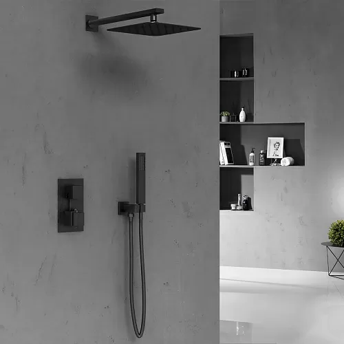 Vincea VSFW-102TMB Душевой комплект термостатический, двухрежимный, черный