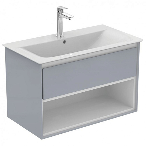 Ideal Standard E0827EQ Connect Air Тумба для раковины 80х44 см, подвесная, Glossy Light Grey + Matt White (светло-серый глянцевый + белый матовый)