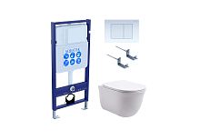 Aquatek SET Классик-009 4 в 1 Комплект: рама Standard INS-0000012 + крепеж KKI-0000002 + кнопка KDI-0000009 + унитаз AQ1111-00 с крышкой-сиденьем Soft-close, белый