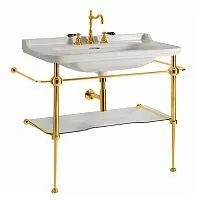 Kerasan Waldorf 9196K2oro металлическая структура для раковины 100см, со стеклянной полочкой, цвет золото купить  в интернет-магазине Сквирел