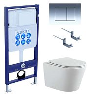 Aquatek SET Вега-010 4 в 1 Комплект: рама Standard INS-0000012 + крепеж KKI-0000002 + кнопка KDI-0000010 + унитаз AQ1905-00 с крышкой-сиденьем Soft-close, белый