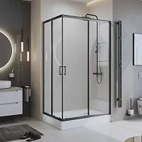 BelBagno UNO-195-AH-2-100/80-C-NERO Душевой уголок 195х100х80 см, стекло прозрачное/профиль черный