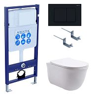 Aquatek SET Классик-012 4 в 1 Комплект: рама Standard INS-0000012 + крепеж KKI-0000002 + кнопка KDI-0000012 + унитаз AQ1111-00 с крышкой-сиденьем Soft-close, белый