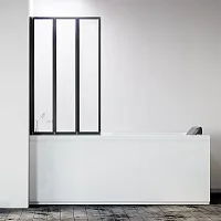 Veconi PL73BL-90-01-19C4 Palau Шторка на ванну PL-73BL, 90x150 см, профиль черный/стекло прозрачное