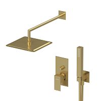 Cezares PORTA-DSIPQ-30-SR Душевая система со встраиваемым смесителем, верхним душем 30 см металл, с выводом и ручным душем со штуцером, держателем и шлангом, исполнение sunrise