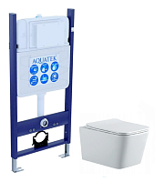 Aquatek SET Либра N-14 Комплект: рама Eco Standard INS-0000014 (без клавиши и крепежа) + унитаз New AQ0530N-00 с тонким сиденьем Soft-close, белый