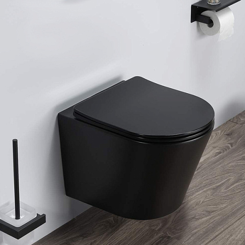 Comforty 00-00007650 105MB Унитаз подвесной 35х51 см, с тонким сиденьем Soft close, черный матовый снято с производства