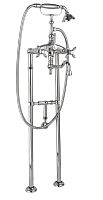 Cezares NOSTALGIA-VDPS-01-M Смеситель для ванны, с ручным душем, напольный, хром/ручки металл