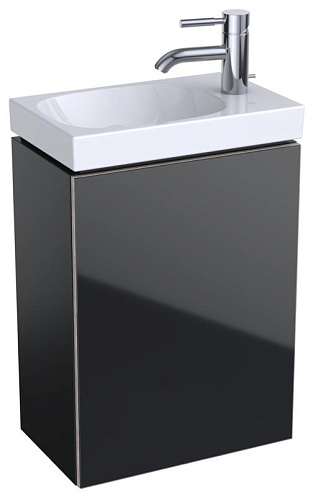 Geberit Acanto 500.607.16.1 Шкафчик под раковину 396 x 534 x 246 мм, фронтальная часть: черное стекло корпус: черный матовый — лакированный купить  в интернет-магазине Сквирел