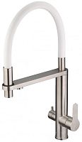Swedbe 8441 Selene Plus Смеситель для кухни, с вытяжным шлангом, нержавеющая сталь/белый