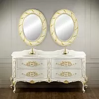 Migliore 30697 Virginia Тумба под раковину 193х82хP59 см двойная, Laccato Bianco/декор золото, ручки золото купить  в интернет-магазине Сквирел
