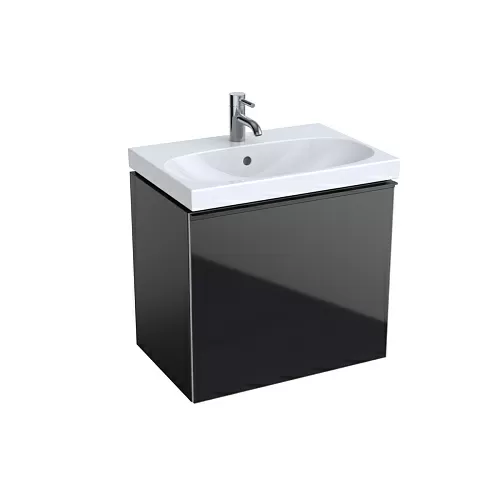 Geberit Acanto 500.614.16.1 Шкафчик под раковину Compact, 595 x 535 x 416 мм, фронтальная часть: черное стекло корпус: черный матовый — лакированный купить  в интернет-магазине Сквирел