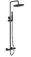 BelBagno UNO-DOCM-NERO Душевая стойка со смесителем для верхнего и ручного душа, чёрная