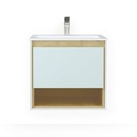 Jorno Gla.01.62/P/W Glass Тумба под раковину, подвесная 65х45 см, белый/дуб сонома