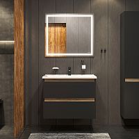 AM.PM BK85GQ X-Joy, Комплект: мебель для ванной 80 см, со смесителем и аксессуарами, черный/белый