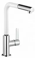 Kludi 408519375 L-INE S Смеситель для кухни, DN 15, с выдвижным изливом, хром/белый матовый