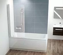 Ravak 7QL40100Z1 CVS1-80 L Шторка для ванны складная Chrome, белый + транспарент