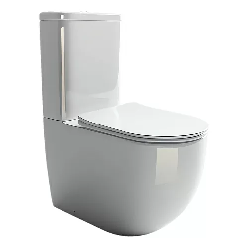 Ceramica Nova CN1801 Mia Rimless Унитаз напольный/пристенный с бачком, 36х62 см, глубокий смыв, с ультра тонкой крышкой-сиденьем, белый