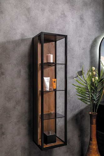 Пенал Armadi Art Loft высокий dark wood полки стекло 896-D купить  в интернет-магазине Сквирел