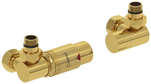 Сунержа 03-1421-0000 Терморегулятор автоматический 3D, левый, G 1/2" НР х G 3/4" НГ (набор), золото
