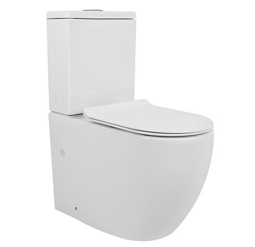 Azario AZ-2062S Corsa Унитаз напольный, безободковый, с бачком, с сиденьем микролифт, 63х38 см, белый