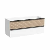 Sancos DL120W Delta Тумба под раковину 119.5х44.5 см, подвесная, дуб светлый/белый купить  в интернет-магазине Сквирел
