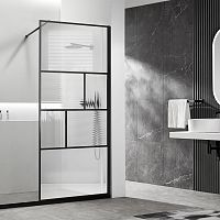 Vincea VSW-1HC90CFB Walk-In HC Art Душевая перегородка 90х200 см, профиль черный матовый/стекло прозрачное/рифленое