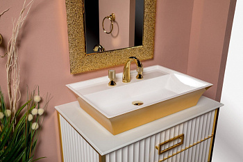 Тумба без раковины Armadi Art Monaco 80 белая золото