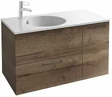 Jacob Delafon EB2544-R9-E52 Odeon Rive Gauche Тумба для раковины 100х50 см, ручки черные/дуб табак купить  в интернет-магазине Сквирел