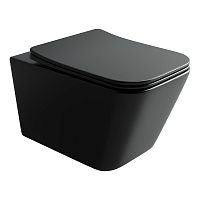 Ceramica Nova CN3007MB Metric Rimless Унитаз подвесной, 34.5х51 см, глубокий смыв, с ультра тонкой крышкой-сиденьем, черный матовый