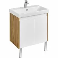 Акватон 1A2789K0SDZ90 Сканди Doors Набор: Тумба-раковина 70х45 см, белый глянец/дуб рустикальный + раковина Адриана-70 купить  в интернет-магазине Сквирел