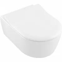 Villeroy & Boch 5656RS01 Avento Комбинированная система (5656R001 унитаз 37х53 см подвесной DirectFlush + 9M78C101 сиденье SlimSeat, QuickRelease, SoftClosing), альпийский белый (White Alpin)