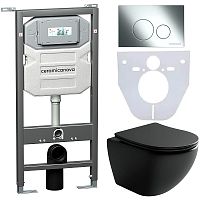 Ceramica Nova CN4002MB_1001CH_1000 Сет 4 в 1: унитаз подвесной Metropol Rimless + система инсталляции Envision + кнопка смыва Round, хром