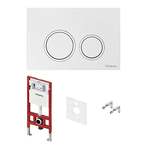 TECE S955103 TECEspring Инсталляция для унитаза с панелью смыва с круглыми кнопками, белый глянцевый