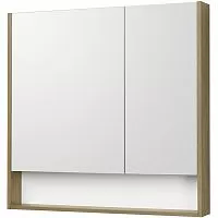 Акватон 1A252302SDZ90 Сканди 90 Зеркальный шкаф 85х85 см, белый/дуб рустикальный купить  в интернет-магазине Сквирел