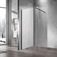 Vincea VSW-1H120CLB Walk-In Душевая перегородка 120х200 см, профиль черный матовый/стекло прозрачное