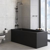 AM.PM WK90GI Gem, Комплект: ванна акриловая 170х70 см, с душевой системой/смесителем/крючками для полотенец, черный/серый
