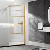Vincea VSW-1HC90CFBG Walk-In HC Art Душевая перегородка 90х200 см, профиль брашированное золото/стекло прозрачное/рифленое