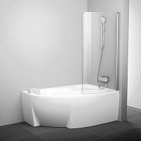 Ravak 7QRS0100Y1 CVSK1 Rosa 160/170 R Шторка для ванны складная Chrome, белый + транспарент