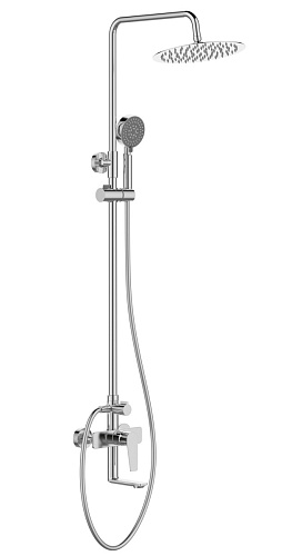 BelBagno ANCONA Душевая стойка со смесителем для ванны, верхним и ручным душем, хром ANCONA-VSCM-CRM. Диаметр верхнего душа 25 см.