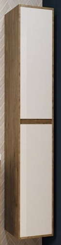 Эстет ФР-00010689 Monaco Wood Шкаф-пенал 35х175 см L, подвесной, белый/дуб рустикальный купить  в интернет-магазине Сквирел
