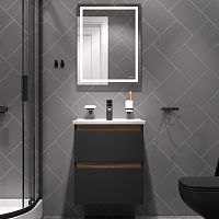 AM.PM BK85GO X-Joy, Комплект: мебель для ванной 55 см, со смесителем и аксессуарами, черный/белый